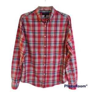 Aeropostale Men's Long-Sleeve Pink Plaid Shirt Button Down Size Small